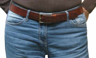 3,5cm Vollrindledergürtel, Messingrolle, für Sportive Hosen