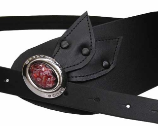 Schmuckgürtel, Leder, Größe: 85/90/95, Stein rot und Strass