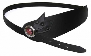 Schmuckgürtel, Leder, Größe: 85/90/95, Stein rot und Strass