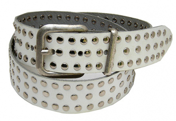 4cm weisser Nietengürtel, Sonderposten 70-95cm